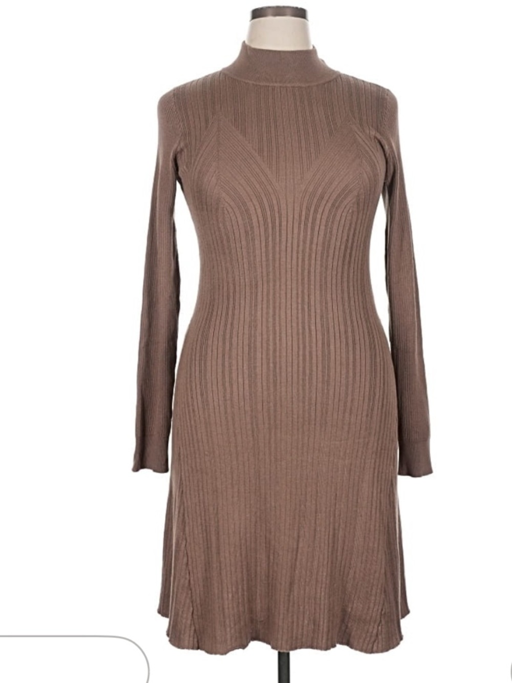 Vero Moda Taupe Ribbed Long-Sleeve Knit Dress